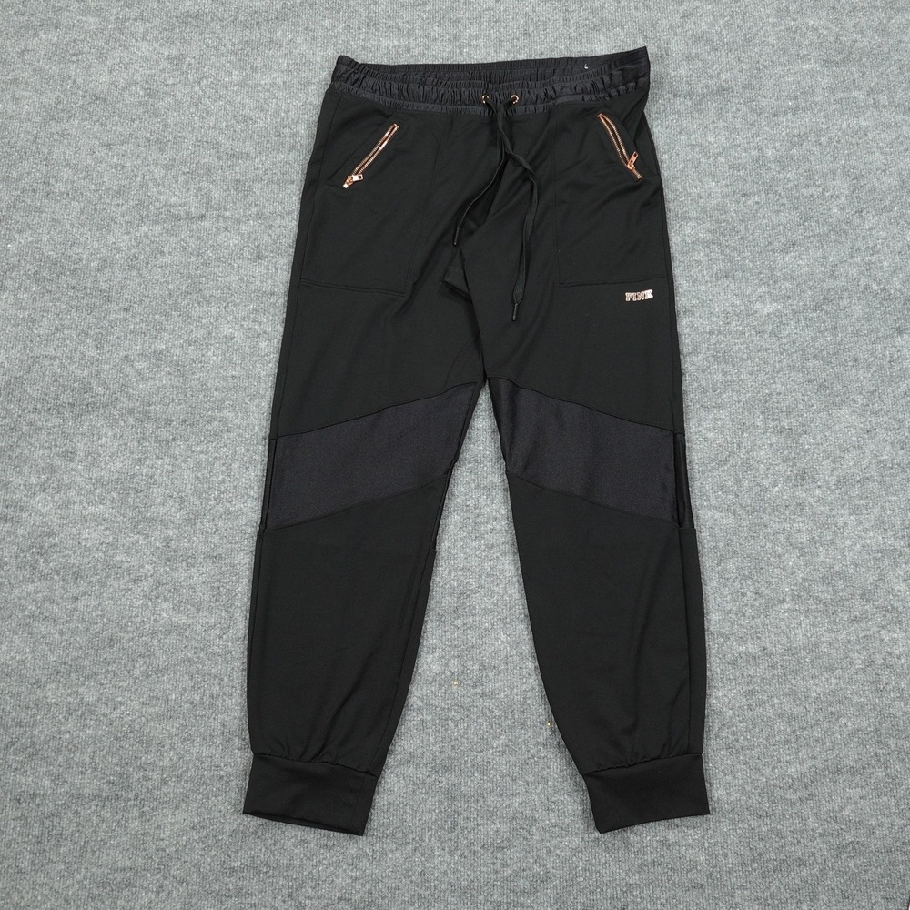 PINK Pants Womens Large Black Jogger Ultimate Activewear Zip Pocket Drawstring